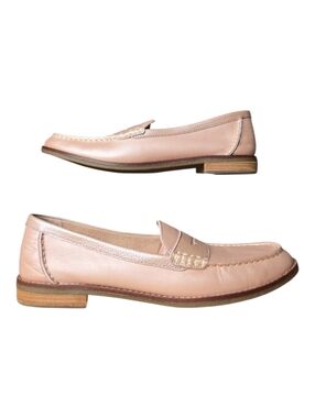 SPERRY Women Pink Pearl Rose Leather Seaport Pearlized Penny Loafers 10 STS87300